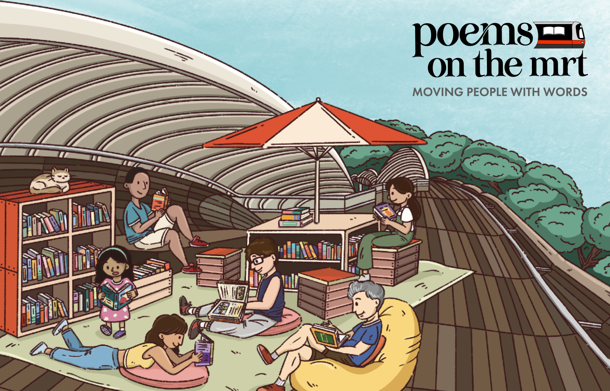 Image of Poems on the MRT is an initiative by the National Arts Council, in partnership with SMRT Trains and Stellar Ace. Produced by Sing Lit Station, a local literary non-profit organisation, this collaboration displays excerpts of Singapore poetry throughout SMRT’s train network, bringing Sing Lit to the daily commute